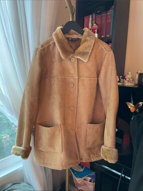 BC Clothing Co. Faux Suede Shearling Coat Jacket Tan
